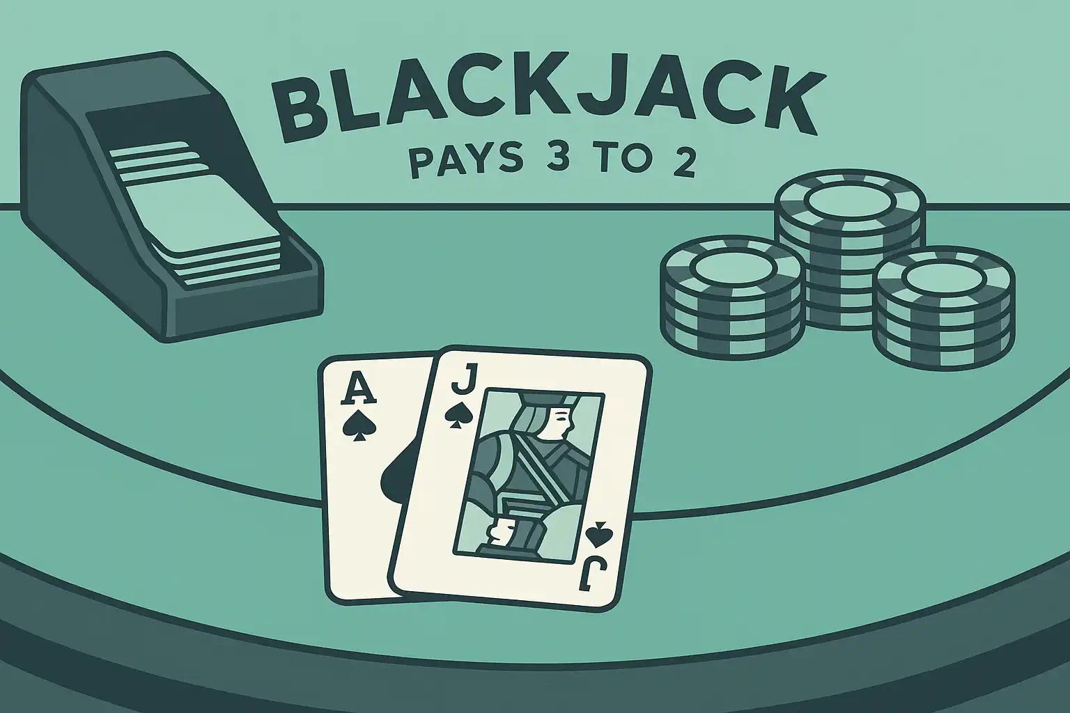 Stół do blackjacka i żetony kasynowe